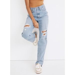 Madewell Baggy Straight Jeans Earlhurt Wash Ripped Distressed Size 25
